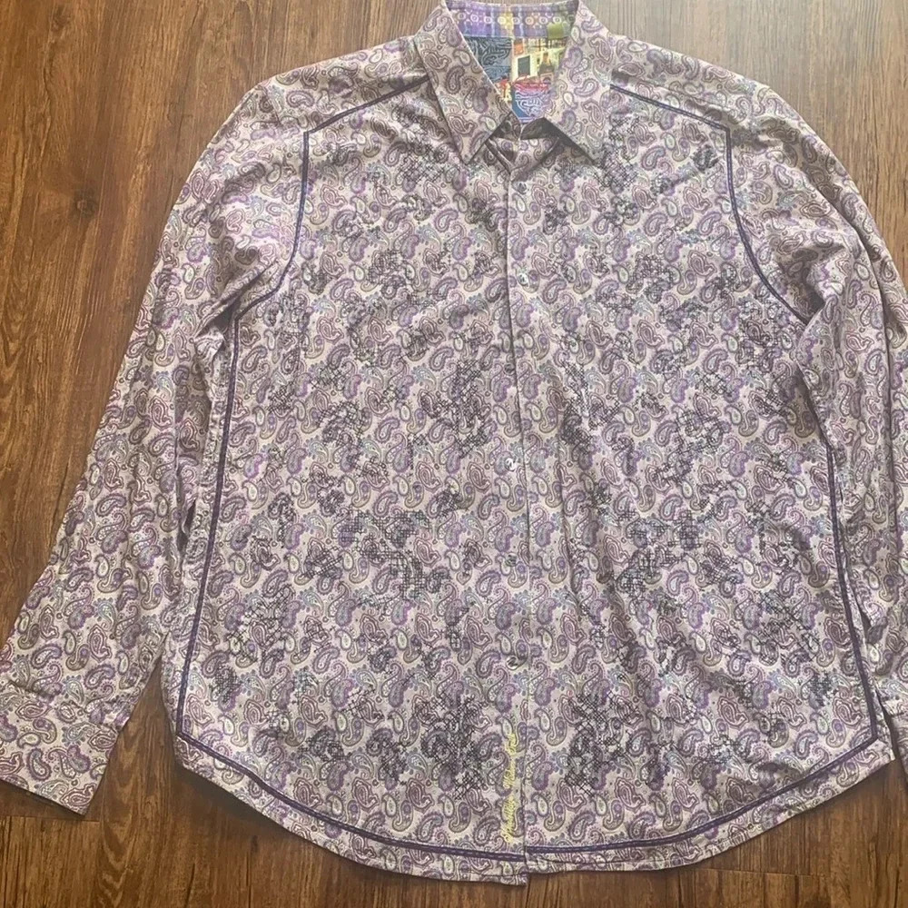 Robert Graham Men’s Purple Paisley Shirt Size XL EUC